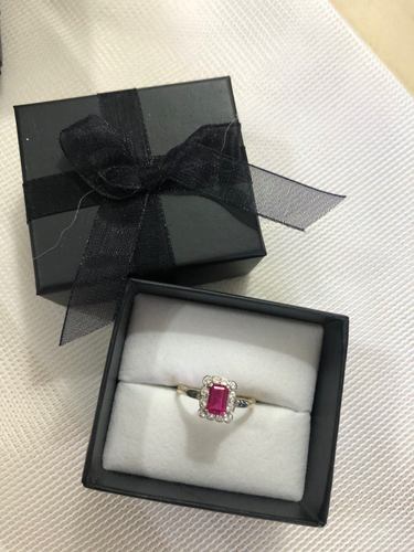 9ct 375 Fine Yellow Gold Created Pink + White Sapphire Ring size 7 🌻 2.08g - Picture 2 of 10