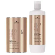 Schwarzkopf DUO BLONDME Lightener 9 Bleach and Developer 9% 33.8 oz SET