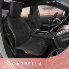 Carbella Faux Sheepskin Wool Fur Car Seat Covers For Front Seats Black