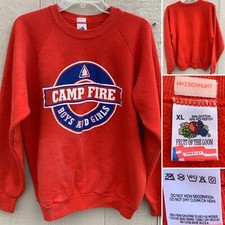 Vintage Camp Fire Boys And Girls Raglan Sweatshirt Made In USA Size XL