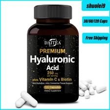 Hyaluronic Acid with Vitamin C,Biotin|250 mg |30/60/120 Capsules | Non-GMO