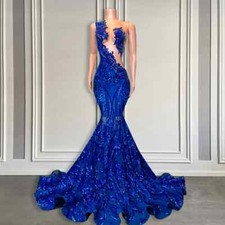 Elegant Mermaid Prom Dresses For Black Girl Sequined Birthday Pageant Gowns