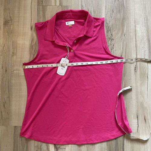 NWT $50 GREG NORMAN Women’s Sleeveless Gold Shirt Polo Pink Tennis Stretch Sz L - Picture 11 of 12