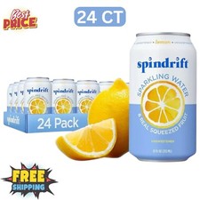 Spindrift Lemon Sparkling Water, 12 oz Cans, Pack of 24 - 3 Calories per Can