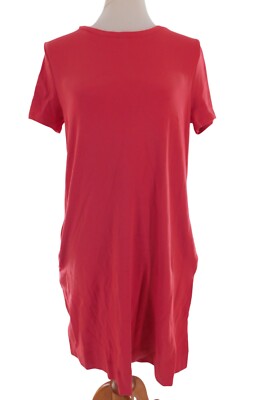ellen tracy t shirt dress Ellen Tracy Women's Medium Dress T-Shirt Short Sleeves Red Robin Dark Pink