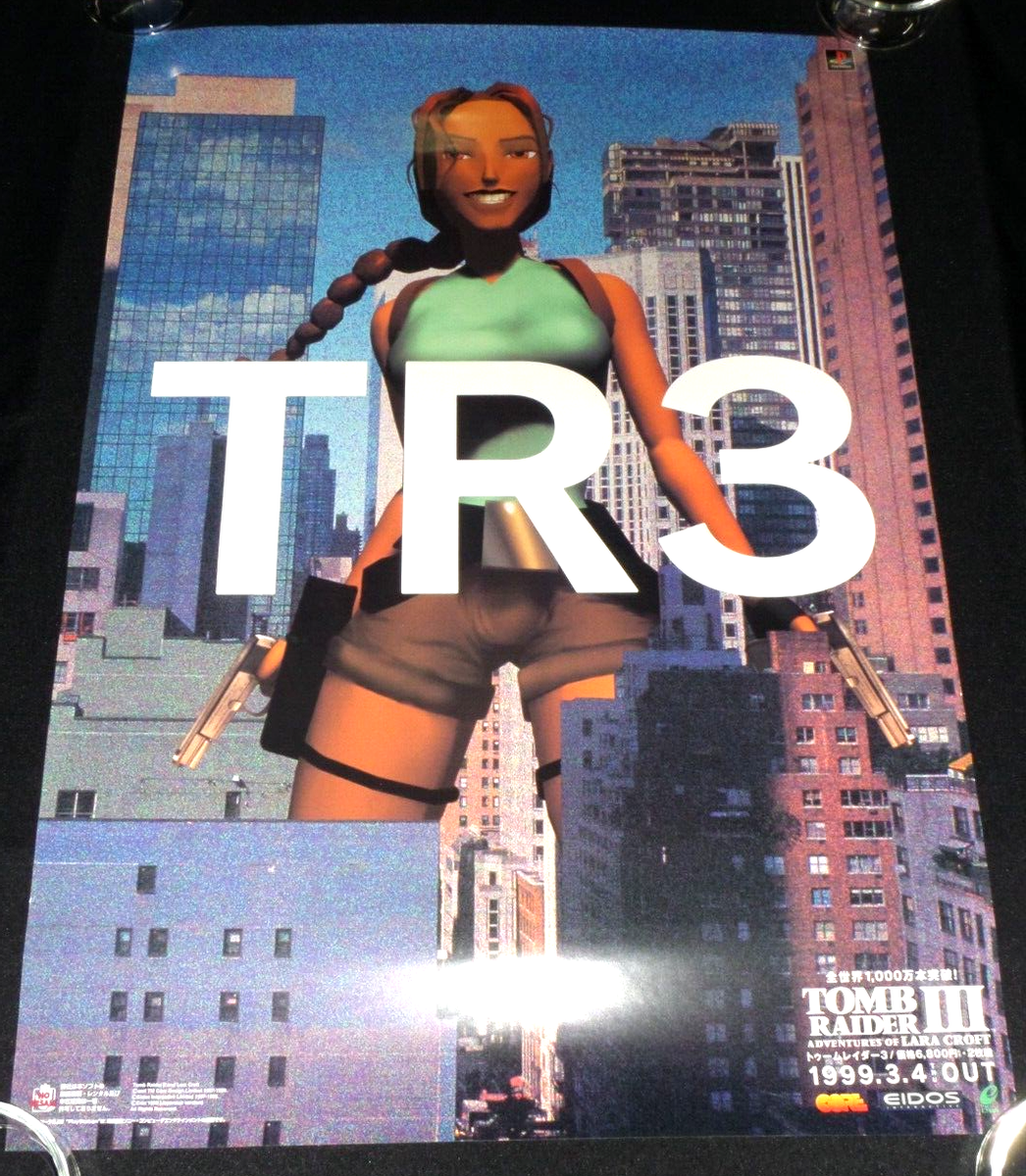 Tomb Raider III Lara Croft PS1 Authentic B2 Poster Japan Store