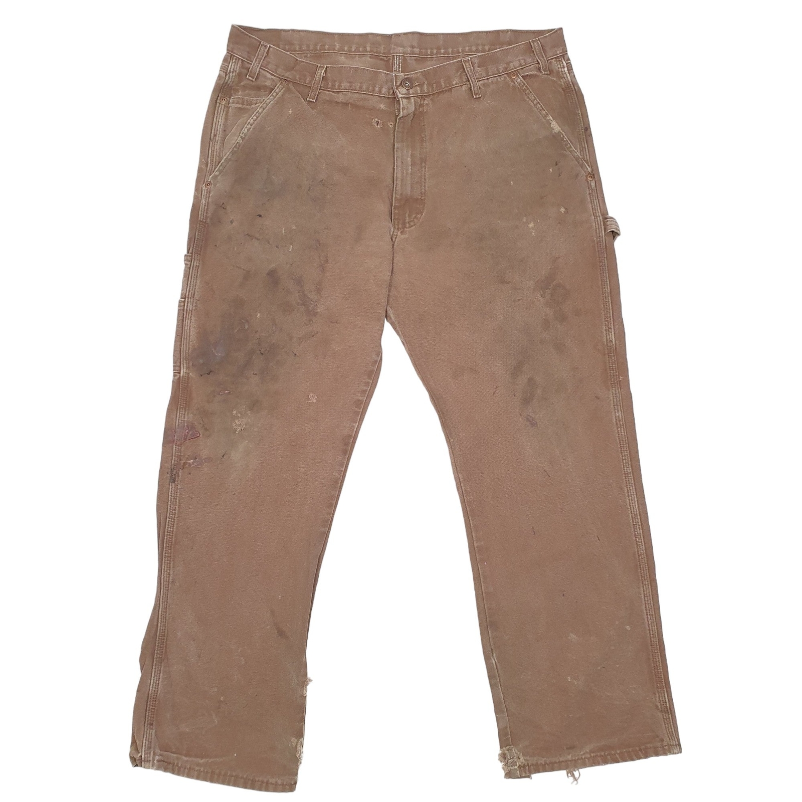 DICKIES Carpenter Workwear Trousers Cotton Brown Mens W38 L30 image 2