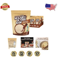 Natural White Organic Sugar - 24 oz Bags, 8-Pack, Ideal for Cooking & Baking