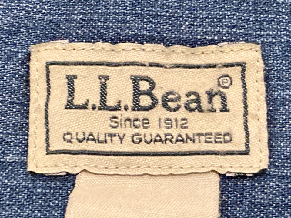 LL Bean Blue Denim Long Sleeve Button Down Jean Work Casual Shirt Mens 2XL Tall - Image 2 of 4