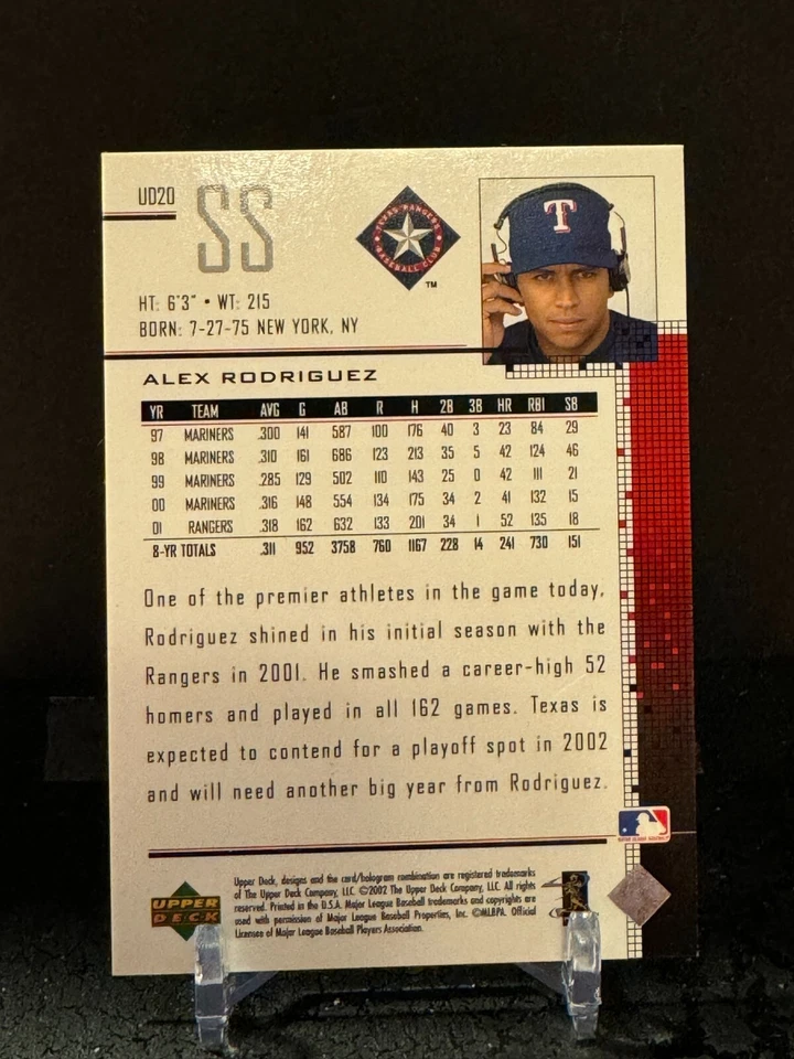 2002 Upper Deck Plus Baseball Alex Rodriguez Card #UD20 #0638/1125 - Image 2 of 2