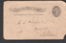 Canada 1893 postal card James Hays Sheffington to Milton Vermont
