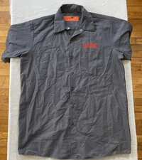 Saranac Brewing Co Mens Red Kap L Short Sleeve Embroidered Grey Shirt Work Beer