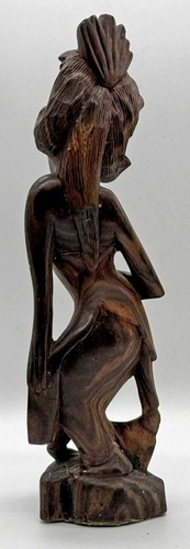 Handcarved Wooden Balinese Art Deco Indonesian Folk Lady Ornament 27cm Tall - Picture 3 of 6