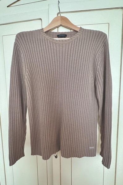 Men DKNY Sweater Beige Cotton 36 / S / 44
