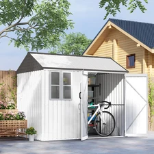 8' x 6' Metal Garden Shed with Lockable Doors and Window Vents