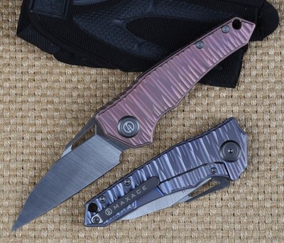 Maxace Corvus Purple Titanium Handle Bearing Flipper Pocket Knife
