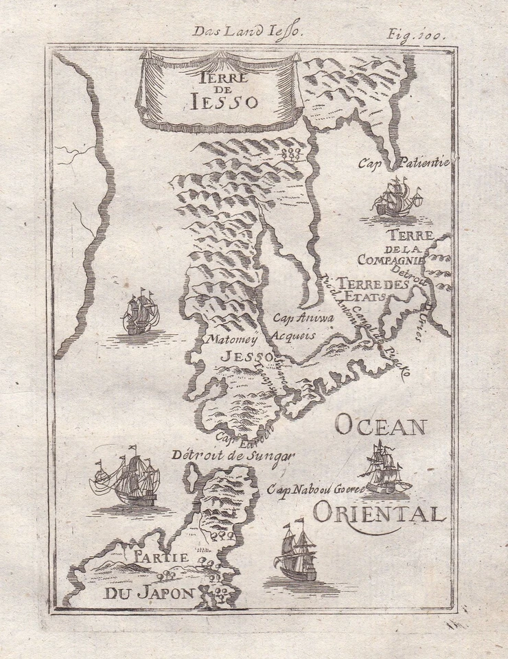 Japan Kuril islands Asia Kurilen map Karte Mallet engraving Kupferstich 1719 - Bild 1 von 1