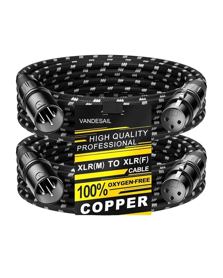 XLR Cables 10ft 2-Pack – Nylon Braided Balanced OFC Male to Female Leads - Image 2 of 4