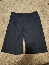 Lands' End Boys Navy Chino Shorts Size 18 Solid Flat Front Classic Style