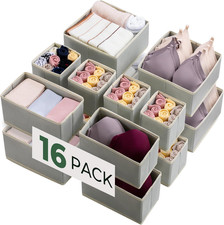16 Pack Clothes Drawer Organizers Fabric Foldable Storage Bins for Nursery Baby