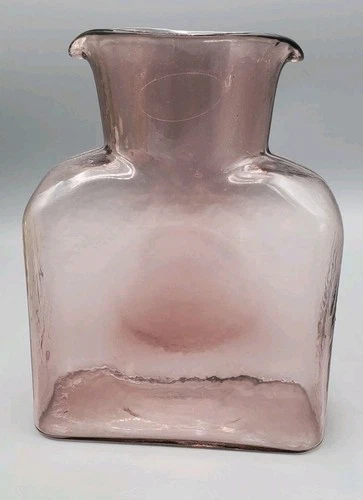 Vintage Blenko Amethyst Thistle Glass Double Spout Water Pitcher Carafe Vase