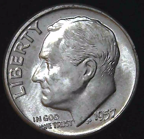 1957-P 10C Roosevelt Dime BU 90% Silver 26owt0306-3