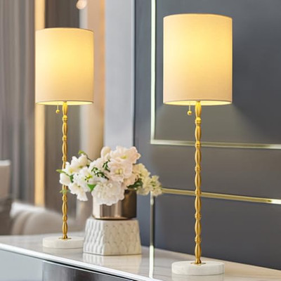 Modern Minimalist Buffet Lamp Set of 2,Brass Elegant Tall