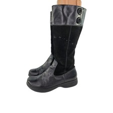 Dansko Delilah black leather suede Boots US 9.5 Zipper knee-high riding boots