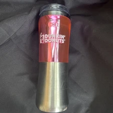 Collectible and rare!!! Dunkin Donuts Silver And Pink 14oz Fusion Tumbler Unique