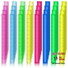 192 Pack Rulers Bulk for Classroom Transparent Colorful Metric Rulers 12 Inch