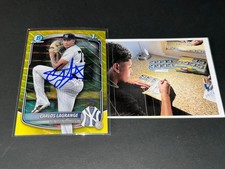 Carlos LaGrange Yankees Signed 2025 1st Bowman Yellow Wave Refractor