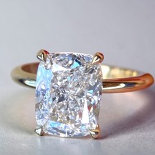 Anniversary Gift Diamond Ring 4.00 Ct Cushion Cut IGI Lab Grown 14k Yellow Gold
