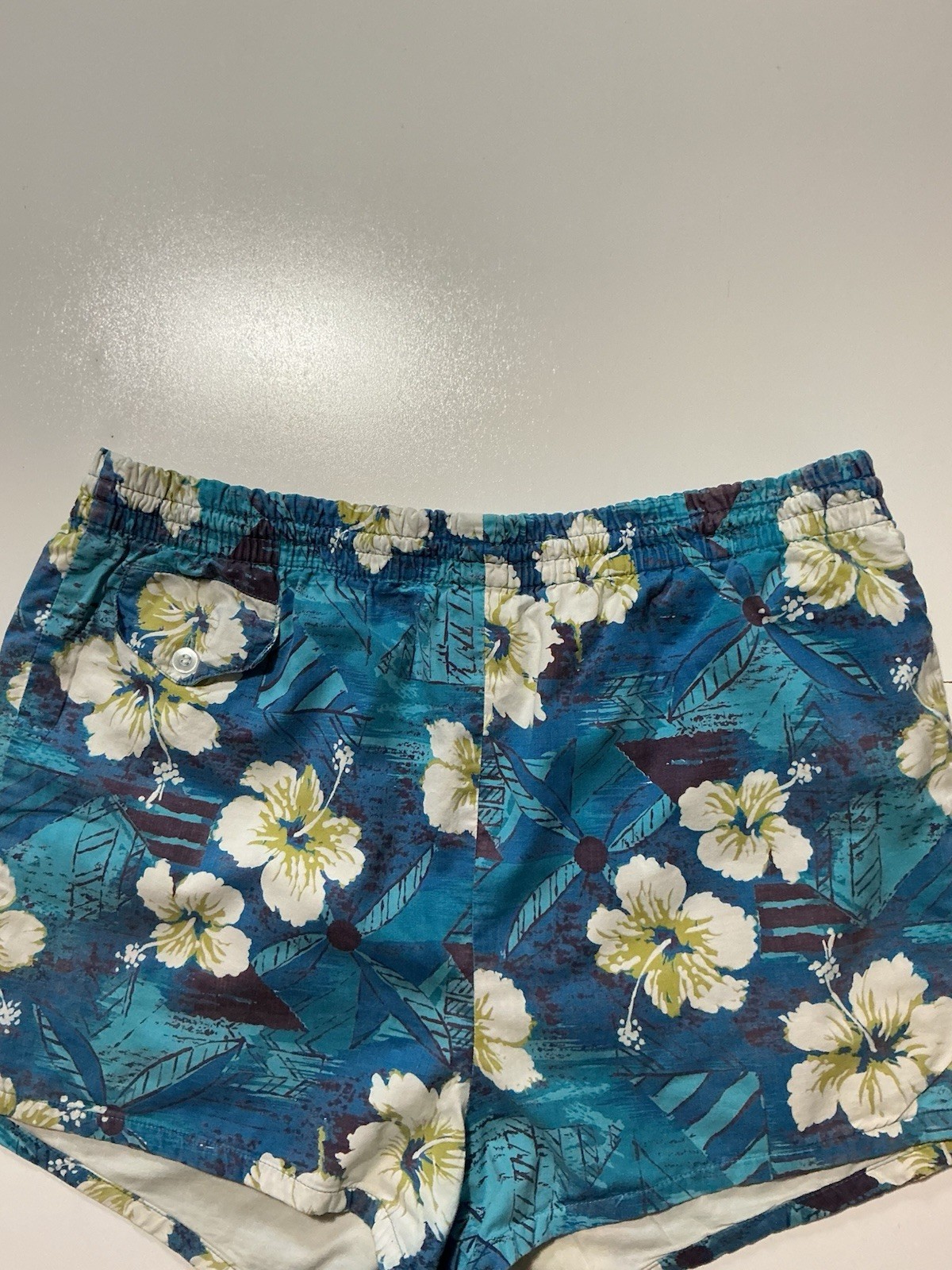 Vintage 50s 60s Made In California Hawaiian Mesh Lined Swim Trunk Surf Shorts 