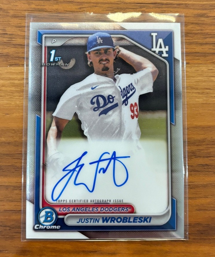 2024 Bowman Chrome - Justin Wrobleski Chrome 1st Auto LA Dodgers #CPA-JWR