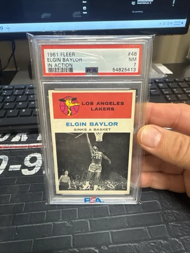 1961 Fleer Basketball In Action #46 Elgin Baylor Lakers RC Rookie HOF PSA 7 NM