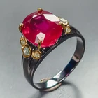 Handmade 6 ct+   Ruby Ring 925 Sterling Silver Size 8 /R468424