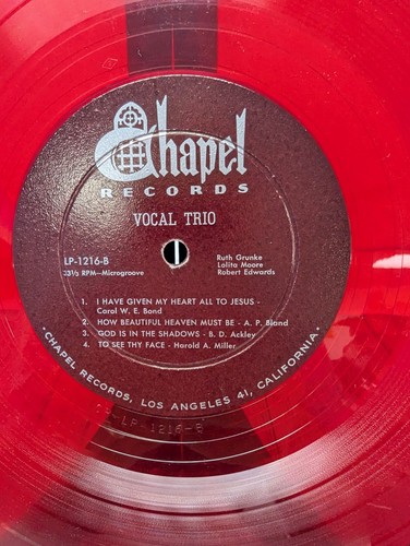 Favorite Trios Temple Trio Mixed Del Delker LP-1216 Chapel Records Vinyl Record - Picture 9 of 11