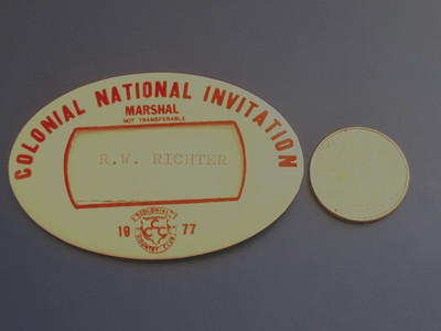 BEN CRENSHAW WINS 1977 COLONIAL NATIONAL INVITATION PRESS PIN MARSHAL BADGE HOF