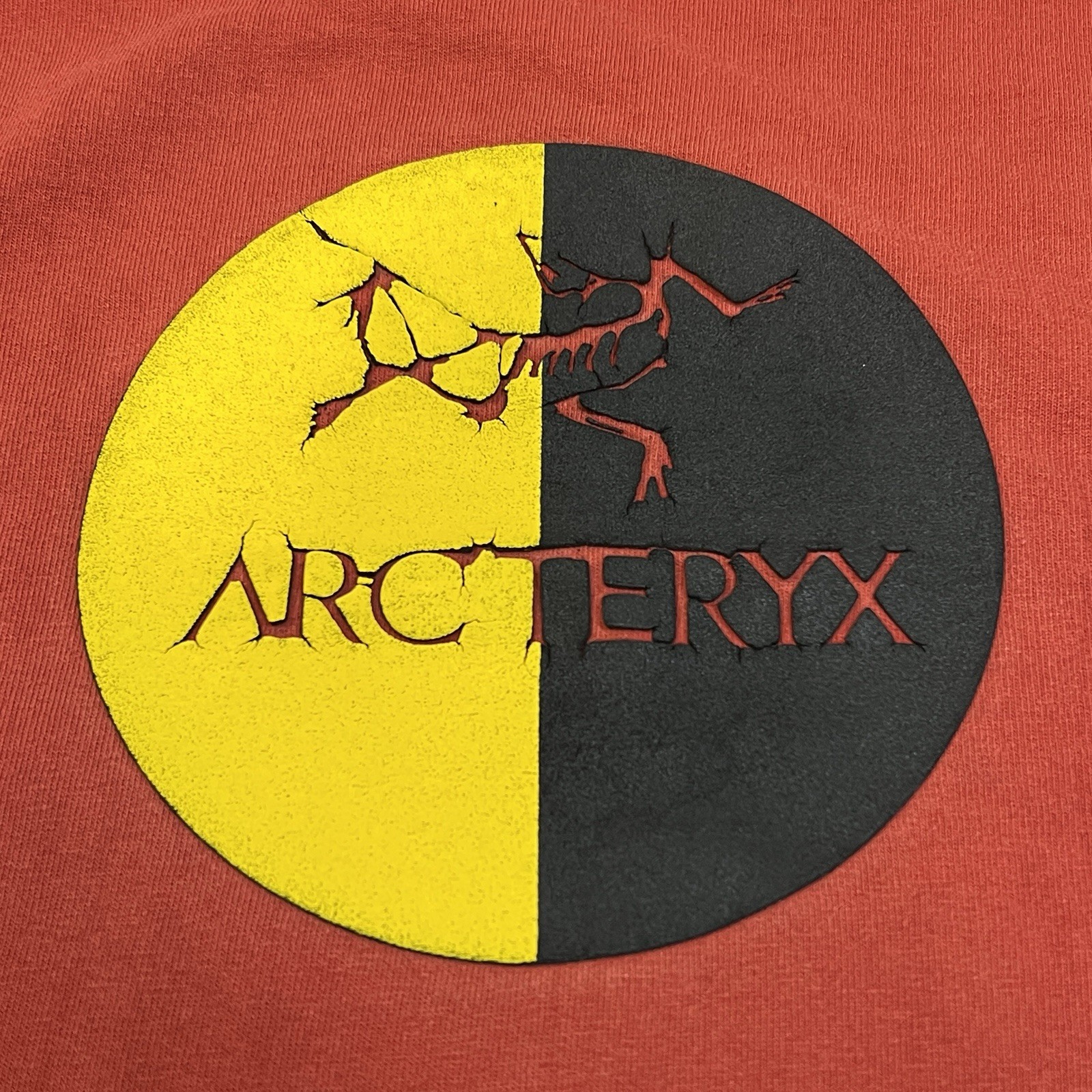 ARC'TERYX Camicia vintage Arcteryx uomo L rosso argilla anni 90 sbiadita USA natura uccellino rara scheletro
