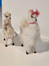 2 Peruvian Handmade Alpaca Llama Stuffed Animal Real White Alpaca Fur 7