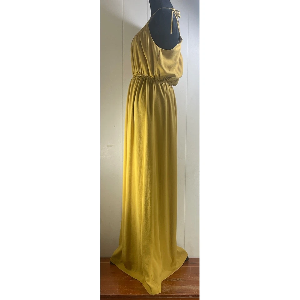 Maxi Vestido Theory Dorado Sin Mangas Corbata Correa Cintura Imperio Largo Para Mujer Mediano Foto 2 de 4