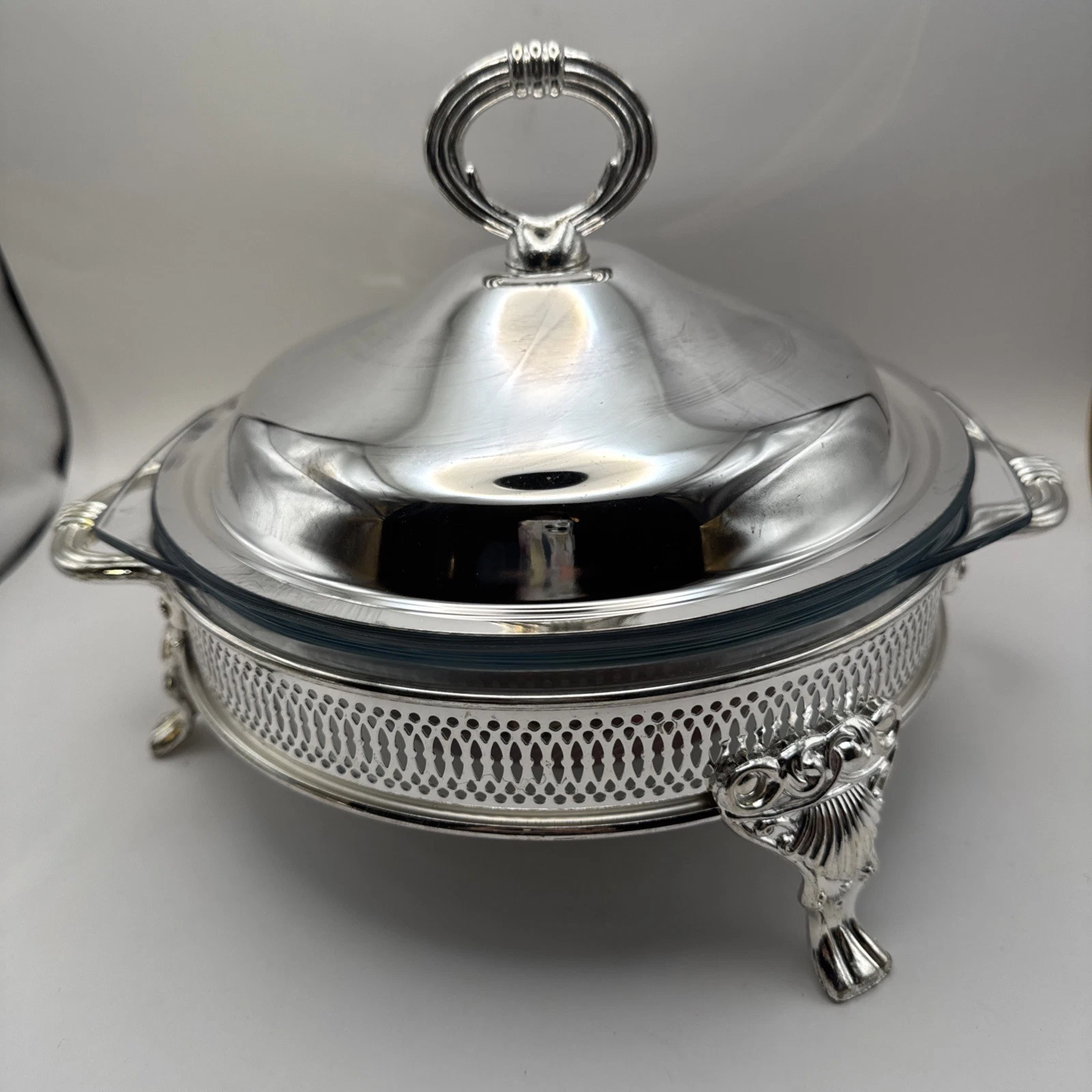 GSA Silver Plated Casserole Pie Duo Server Chafing Dish NIB Vintage No. 1729
