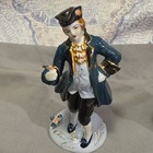 Occupied Japan Hand Painted Porcelain Couple Figurines Blue White Peach Gold — photo 3