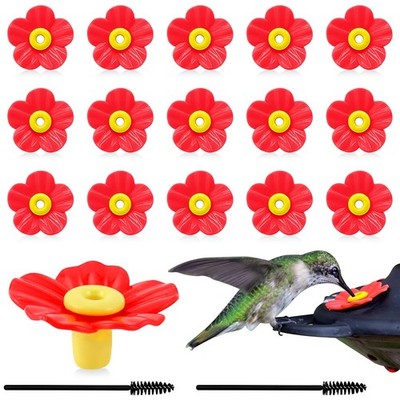 16 Sets Replacement Flowers for Hummingbird Feeder Parts with 2pcs Red