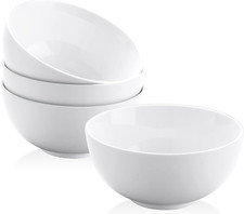 22 OZ White Ceramic Bowls Set of 4, Soup Bowls for Kitchen