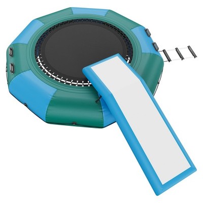 10ft Pool Lake Water Trampoline w/ 3-Step Ladder & Slide