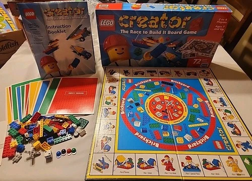 Vintage LEGO CREATOR The Race To Build It Board Game 100% Complete Roseart 1999