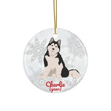 Alaskan Malamute Ornament Gift Customized Mom or Dad Christmas Tree Hanger Year