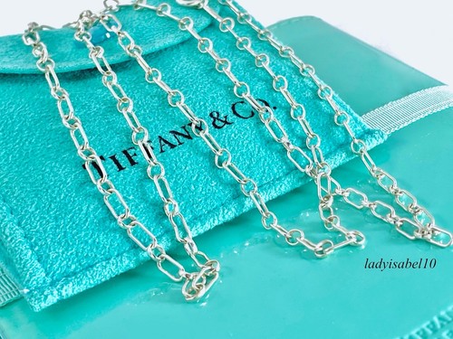 Collar de eslabón de cadena rectangular Tiffany & Co. 36" amor plata esterlina con bolsa - Imagen 2 de 5