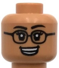 Lego New Nougat Minifigure Head Dual Sided Female Black Eyebrows Glasses Part